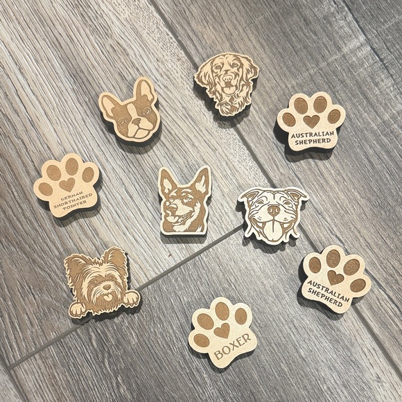 craft supplies Other - 9 piece set Wooden Dog Breed Magnets Crafting Supplies